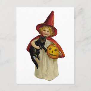 Retro-Halloween-Mädchen Postkarte