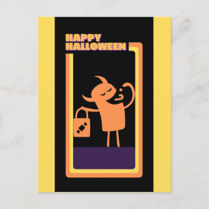 Retro-Halloween-Monster-Süßes-oder-Saures Postkarte