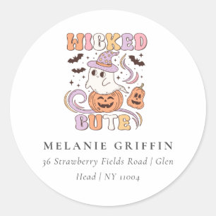 Retro Halloween Niedlich Ghost Address Labels Runder Aufkleber