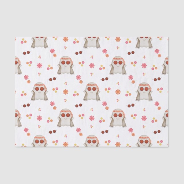 Retro Halloween Niedlich Kids Floral Ghost Seidenpapier (Vorderseite)