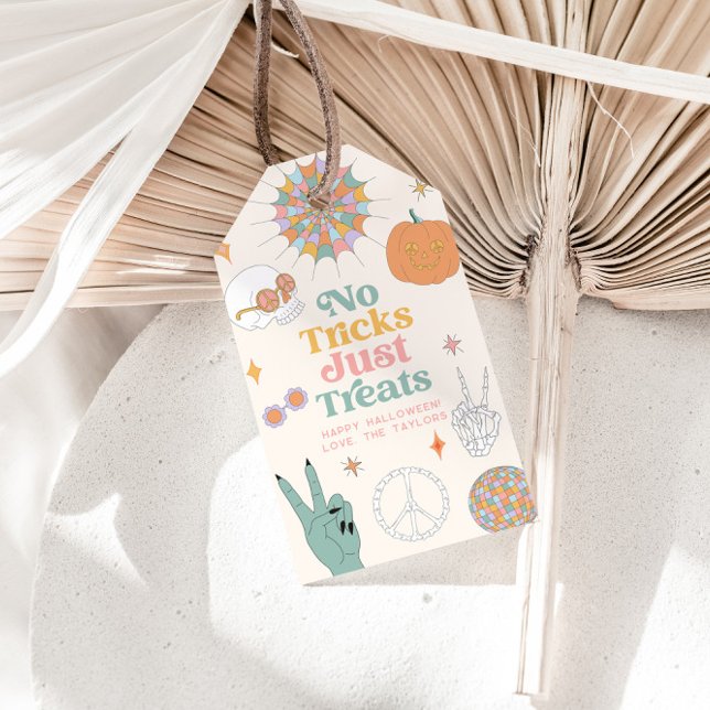 Retro Halloween No Tricks nur Leckereien Geschenkanhänger (Von Creator hochgeladen)