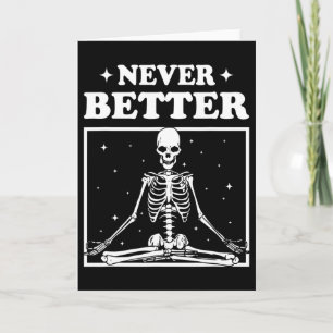 Retro Halloween noch besser Skelett Yoga Spooky Karte