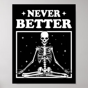 Retro Halloween noch besser Skelett Yoga Spooky Poster