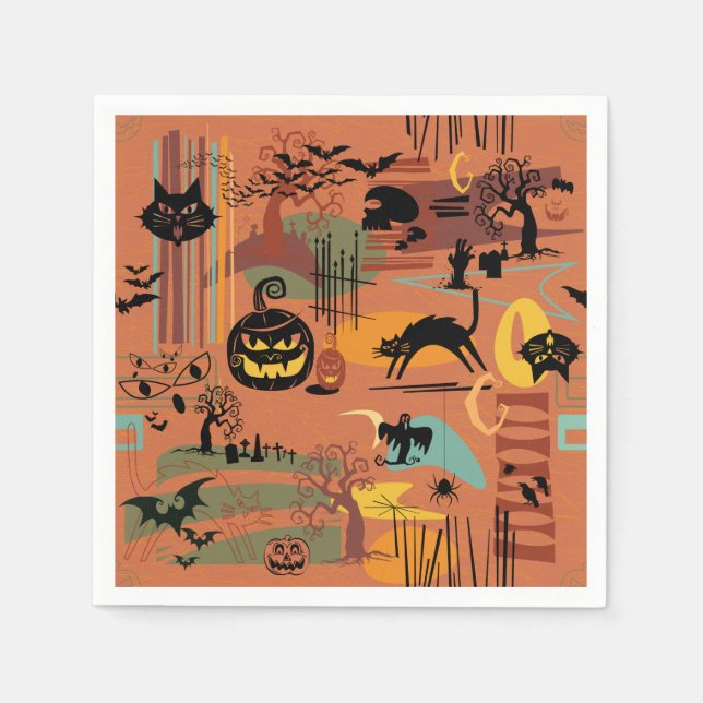Retro Halloween O'Rama Paper Napkin Serviette (Vorderseite)