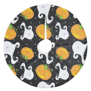Retro Halloween-Party Fleece Weihnachtsbaumdecke