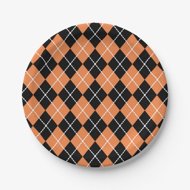 Retro Halloween-Party Orange Black Paper Teller (Vorderseite)