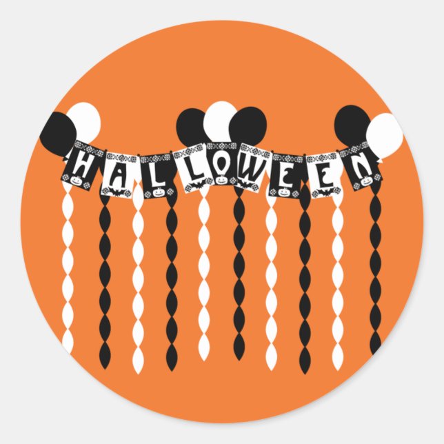 Retro Halloween-Party Streamers Runder Aufkleber (Vorderseite)