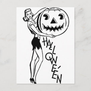 Retro Halloween Pinup Postkarte