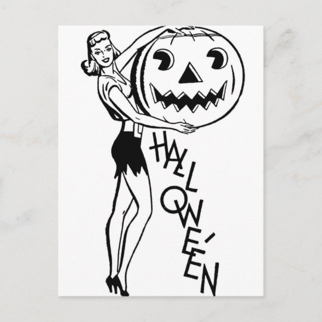 Retro Halloween Pinup Postkarte (Vorderseite)