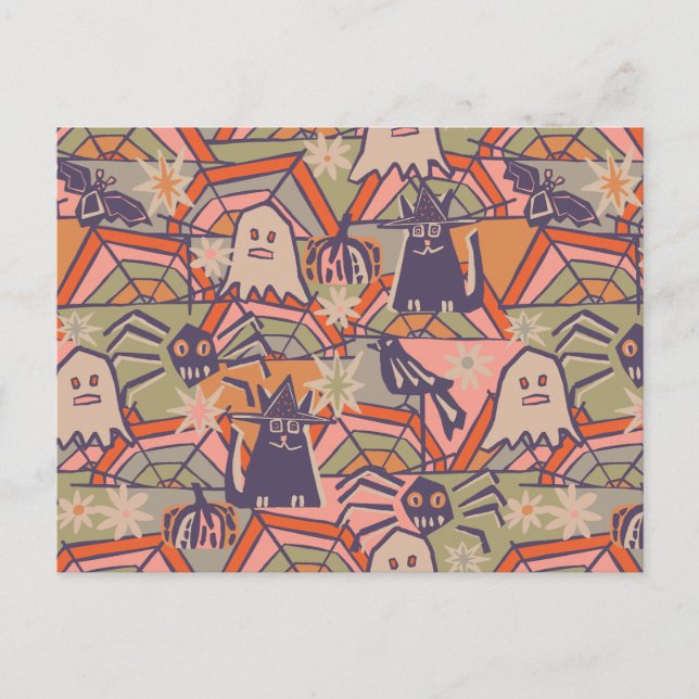 Retro Halloween Postkarte (Vorderseite)