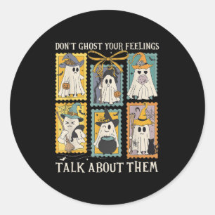 Retro Halloween Psychische Gesundheit Verlass dein Runder Aufkleber