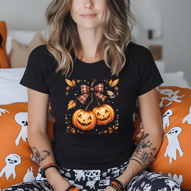 Retro Halloween Pumpkherries Fall Herbst T-Shirt (Von Creator hochgeladen)