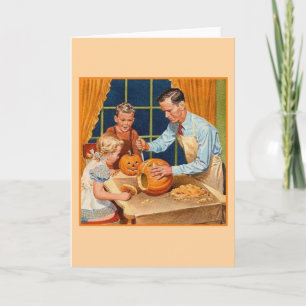 Retro Halloween Pumpkin Carving mit Vater Karte