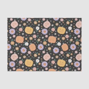 Retro Halloween Pumpkins und Blume Muster Seidenpapier