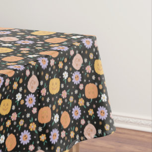 Retro Halloween Pumpkins und Blume Muster Tischdecke