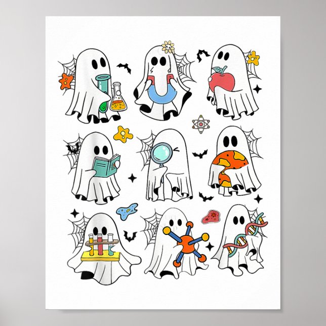 Retro Halloween Science Teacher Ghost Laboratory T Poster (Vorne)