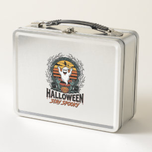 Retro-Halloween-Shirt mit graviertem Geistmond-Des Metall Brotdose