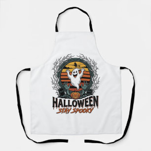 Retro-Halloween-Shirt mit graviertem Geistmond-Des Schürze