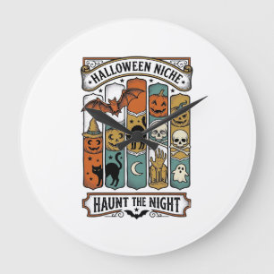 Retro-Halloween-Shirt mit vintage-spooky gestreift Große Wanduhr