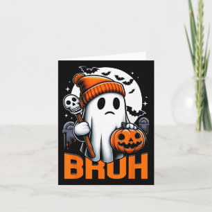 Retro Halloween Shirts Women Bruh Ghost Ha Karte