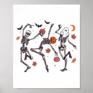 Retro Halloween Skeleton Dancing Pumpkin Geschenk Poster