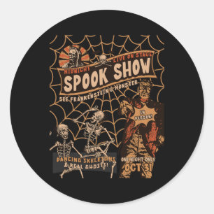 Retro Halloween Skeleton Horror Monster Mitternach Runder Aufkleber