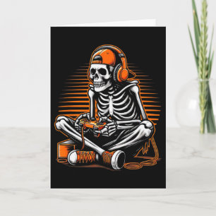 Retro-Halloween-Skelett-Gamer-Videospiel-Jungen M Karte
