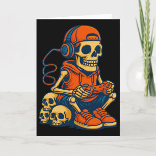 Retro Halloween Skelett Gamer Videospiel Jungen M Karte