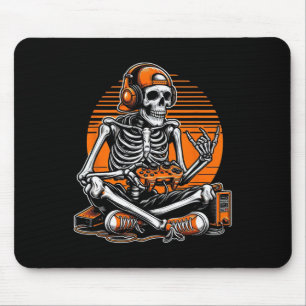Retro Halloween Skelett Gamer Videospiel Jungen M Mousepad