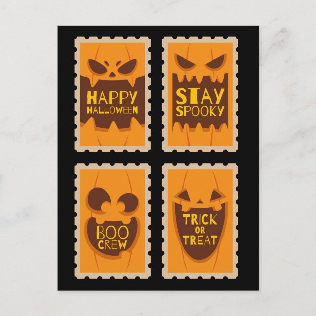 Retro Halloween Spooky Pumpkin Vintag Boo Crew Postkarte (Vorderseite)