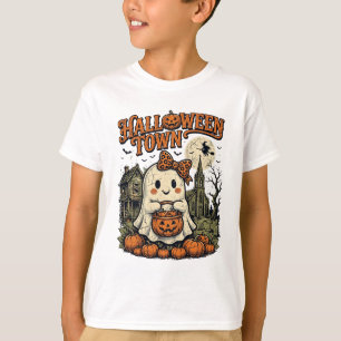 Retro-Halloween-Stadt Vintage-Geist T-Shirt-Design T-Shirt