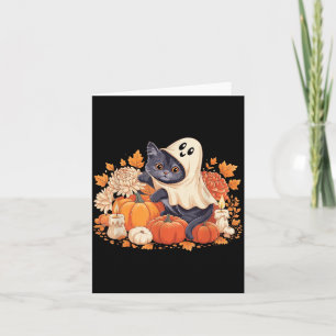 Retro Halloween Süßer Geist Schwarze Katze Groovy Karte