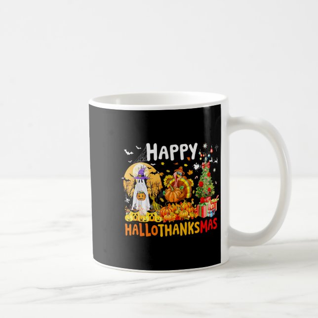 Retro Halloween Thanksgiving Christmas Happy Hallo Kaffeetasse (Rechts)