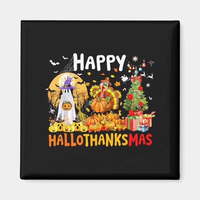 Retro Halloween Thanksgiving Christmas Happy Hallo Magnet (Vorne)