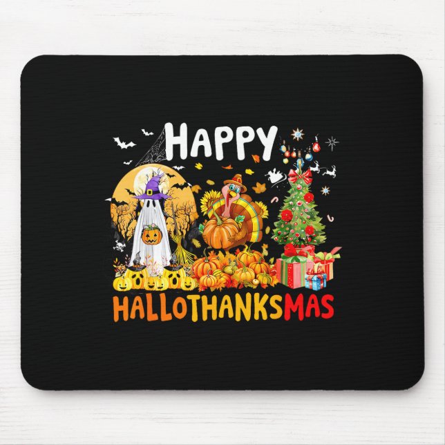 Retro Halloween Thanksgiving Christmas Happy Hallo Mousepad (Vorne)