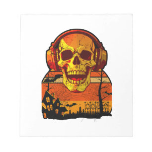 Retro-Halloween-Totenkopf-Aufkleber Notizblock