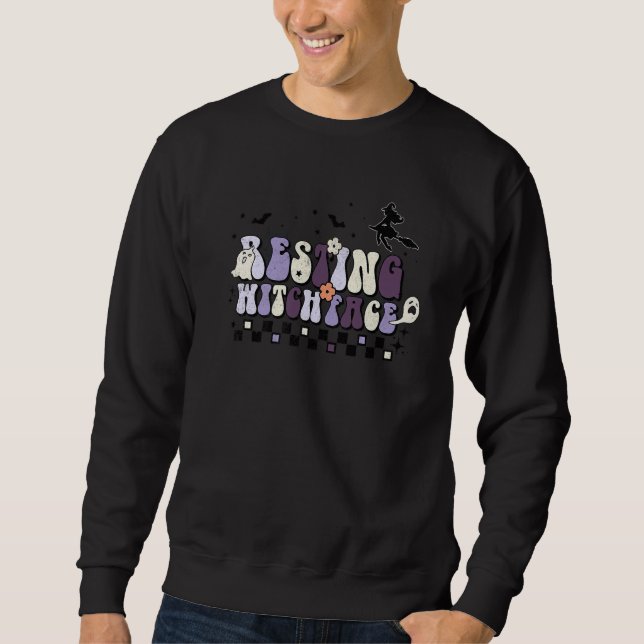 Retro Halloween trendy spooky süßer Geist   Sweatshirt (Vorderseite)