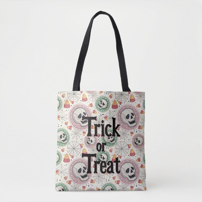 Retro Halloween Trick oder Treat Candy Tote Bag (Vorderseite)