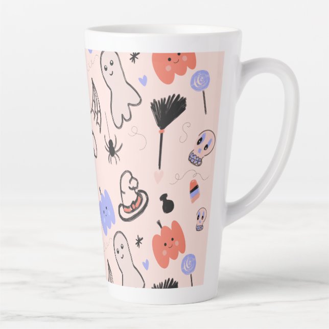 Retro Halloween Vintage Doodles Kaffeemaschine Tas Milchtasse (Rechts)
