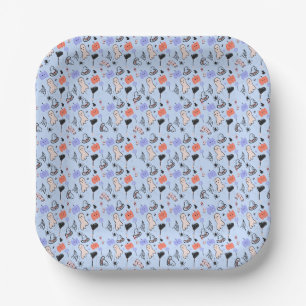 Retro-Halloween-Vintage-Theme-Doodle Pappteller