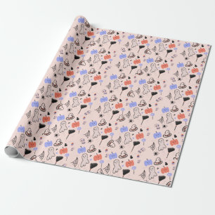 Retro-Halloween-Vintage-Themen-Doodle Geschenkpapier