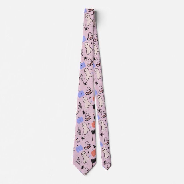 Retro Halloween Vintage Themendoodles Krawatte (Vorderseite)
