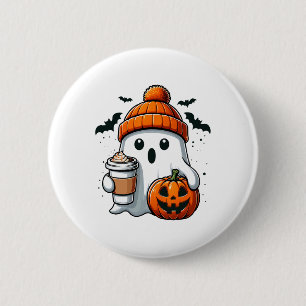 Retro Halloween Women Shirt Niedlich Ghost Drink P Button