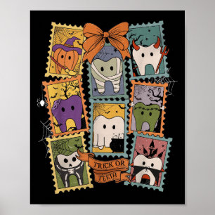 Retro Halloween Zahnarzt Zahnbürste Zahnhygiene Poster