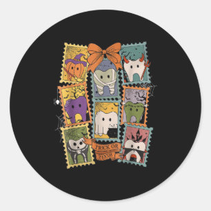 Retro Halloween Zahnarzt Zahnbürste Zahnhygiene Runder Aufkleber