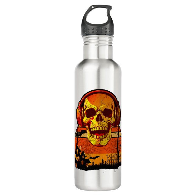 Retro Hallowen Skull Sticker Edelstahlflasche (Vorderseite)