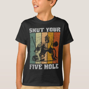 Retro halt dein Fünf-Loch Lustig Vintage Eishockey T-Shirt