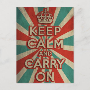 Retro halten Sie sich ruhig und tragen Sie weiter Postkarte
