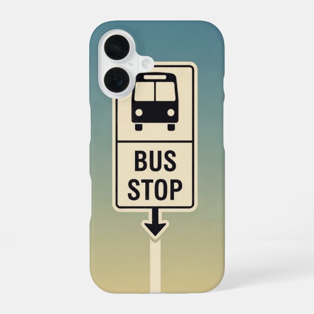 Retro-Haltestellenschild iPhone 16 Hülle (Rückseite)