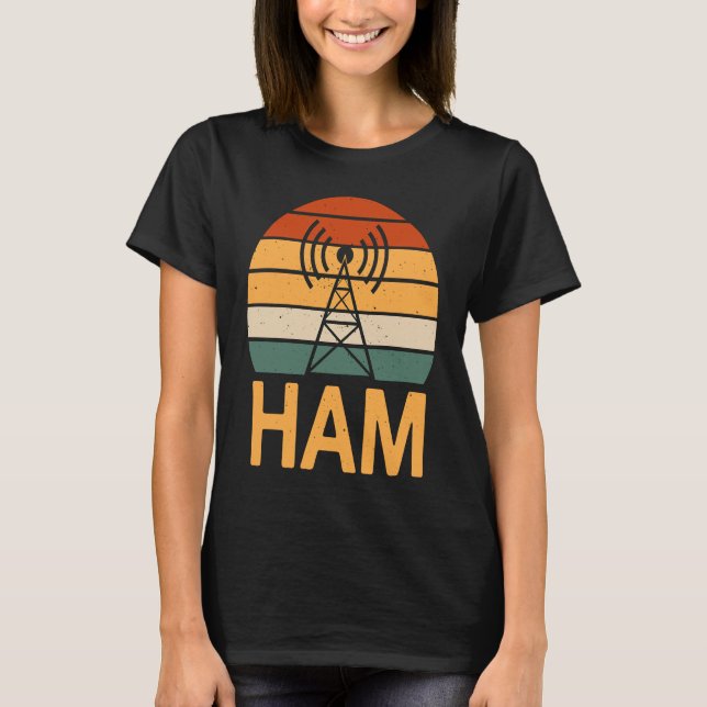 Retro Ham Radio Operator Costume Radio Tower T-Shirt (Vorderseite)